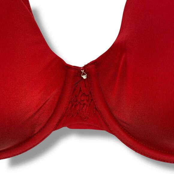 Le Mystère Lace Allure Soft Contour Bra Size 34DD Cherry Red Underwire - Picture 2 of 7